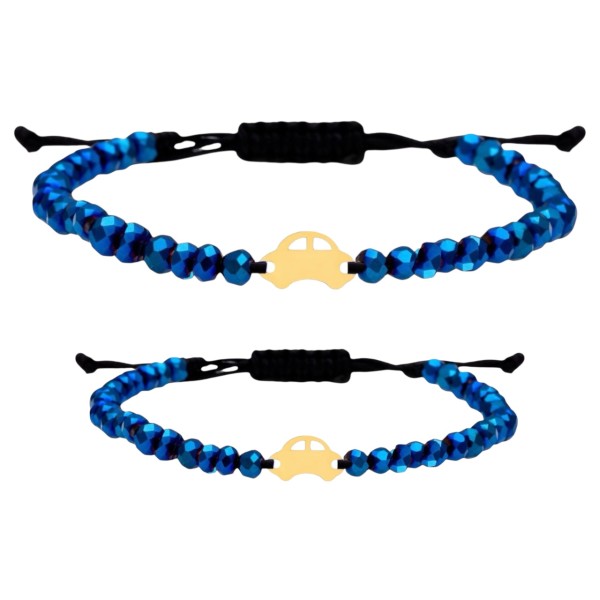 Set tata-fiu bratari aur 14k, set bratari aur cu snur regabil, bratari de aur familie, bebe/copil/dama/barbat, aur 14k, mini figurina masinuta