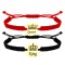 Set bratari aur cuplu, bratari cupluri aur 14k, banut 12 mm gravat,  dama/barbat,  snur reglabil rosu/negru, aur galben