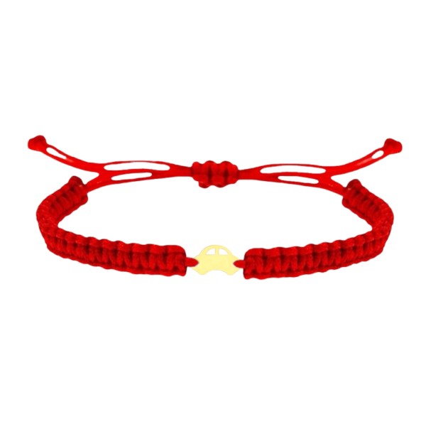 Bratara aur bebe, bratara aur pentru nou nascut, aur 14k, snur reglabil bebelus/copil/adolescent, mini figurina masinuta, aur galben