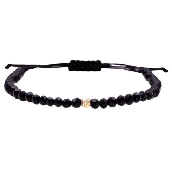 Set 2 bratari bilute aur pentru cuplu, bile 3 mm aur 14k, dama/barbat, set bratari aur cupluri, snur reglabil rosu/negru, cristale rondele