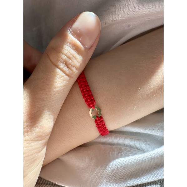 Bratara aur nou nascut, bratara de aur 14k  bebelus/copil, aur 14k, banut 0,6 cm decupat ingeras, snur reglabil, aur galben