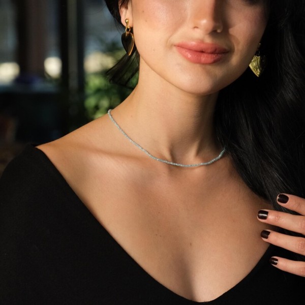 Colier Pietre Naturale și Închidere Aur 14K, colier spinel 2 mm, colier inchizatoare aur cu pietre ntaturale