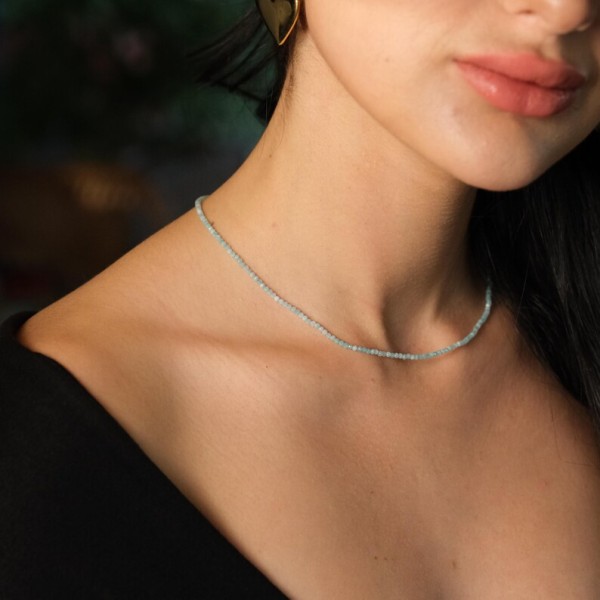 Colier Pietre Naturale și Închidere Aur 14K, colier spinel 2 mm, colier inchizatoare aur cu pietre ntaturale