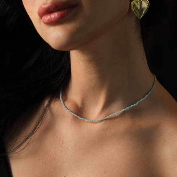 Colier Pietre Naturale și Închidere Aur 14K, colier spinel 2 mm, colier inchizatoare aur cu pietre ntaturale