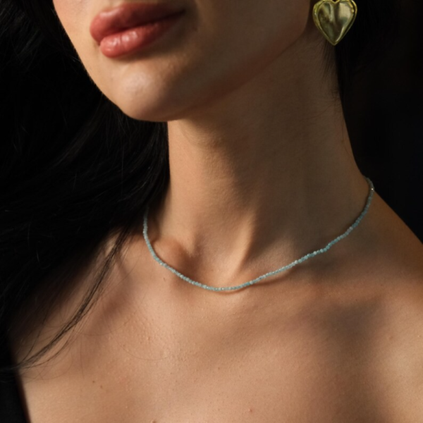 Colier Pietre Naturale și Închidere Aur 14K, colier spinel 2 mm, colier inchizatoare aur cu pietre ntaturale