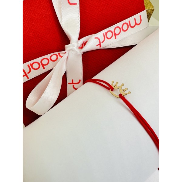 Bratara aur, dama/copil, aur 14k, snur reglabil, mini figurina coronita, auriu