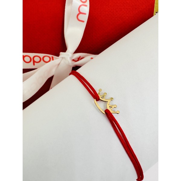 Bratara aur, dama/copil, aur 14k, snur reglabil, mini figurina coronita, auriu