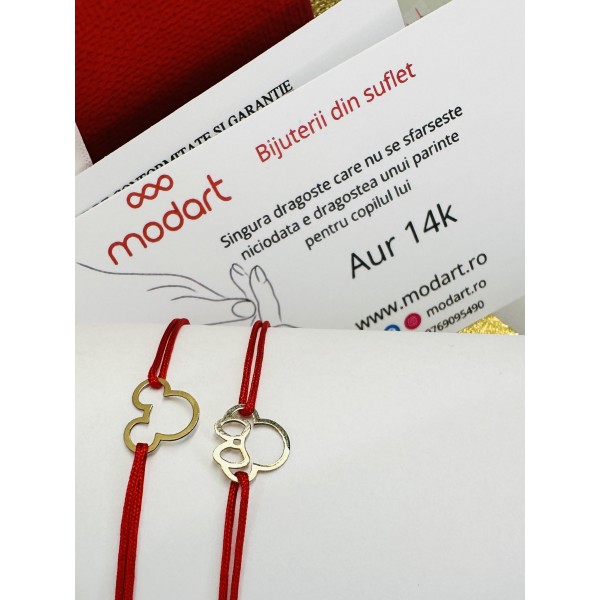 Bratara aur, bebelus/copil/adolescent, aur 14k, personaj desene animate,  snur reglabil, auriu