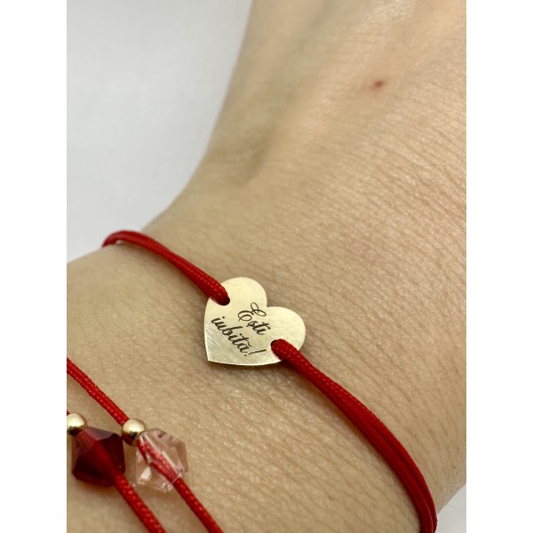 Bratara din aur 14k cu inima gravata cu mesajul 