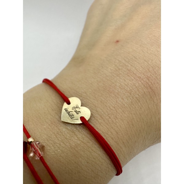 Bratara din aur 14k cu inima gravata cu mesajul 