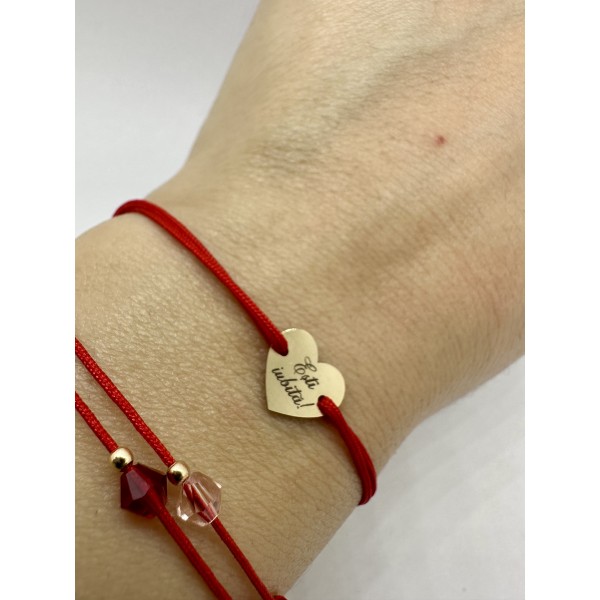 Bratara din aur 14k cu inima gravata cu mesajul 