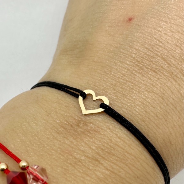 Bratara aur, dama/copil/bebelus, aur 14 k, snur reglabil, mini figurina inima, auriu